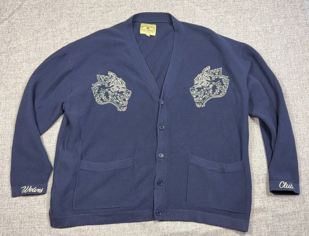 Darc Sport Wolves Club Cardigan Mens Large Navy Embroidered Wolf 663/1000